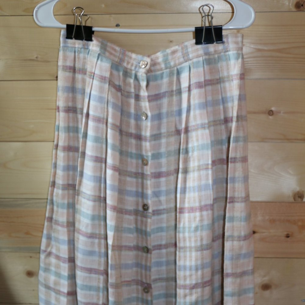 Pleated Linen Blend Skirt